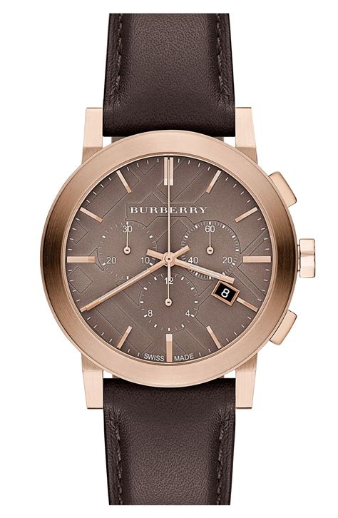 burberry men's check stamped leather strap watch|burberry watch straps only.